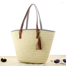 Shoulder Bags Casual Woven Summer For Women Straw Handmade Hollow Designer Handbag Fashion Beach Large Capacity Bucket Woman Bag