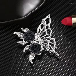 Brooches SKEDS Exquisite Women Girls Elegant Black Rose Butterfly Pins Fashion Vintage High Quality Enamel Badges Corsages