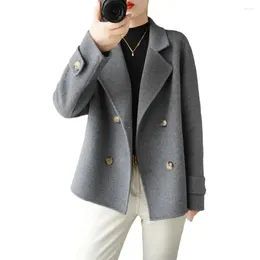 Women's Jackets Casual Women Jacket Long-sleeved Stylish Double-breasted Woolen Coat Warm Loose For Fall/winter Formal