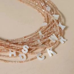 Shell Initial Letter Necklace Choker Jewellery Indelible Crystal Beaded Necklace Women Fashion High Quality Clavicle Chain Boho Jewellery