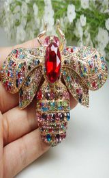 Vintage Style Bee Insect Golden Brooch Pin Pendant Multicolor Austrian Crystal2390150