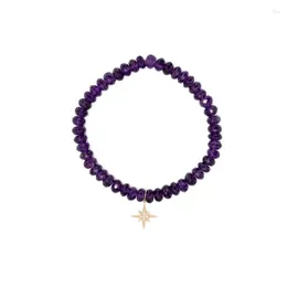 Strand Colored Semi-precious Bracelet Purple Cut Stone Star Rhinestone Pendant Bracelets For Women Fashion Handmade Jewelry