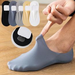 Men's Socks Male Ice Silk Non-slip Invisible Boat Hosiery Summer Casual Breathable Nylon Silicone Solid Colour Ankle Sock 1pair