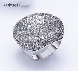 Wonderful big rings Pave setting cz crystal Gold white Colour luxury Jewellery fast shipment large round shape finger ring7700602