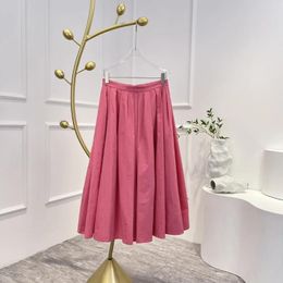 Skirts Black Rose Red Pleated Skirt Women Flare Hem Casual Wear 2024 Spring Summer High Quality Clothes