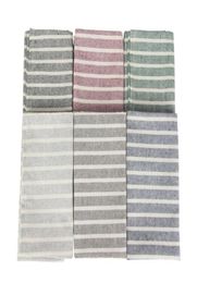 Set Of 12 Striped cloth Napkins 30 x 40cm cotton linen dinner table Napkins fabric placemats 6 Colours T1911057172017