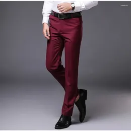 Men's Suits Burgundy Smart Business Casual Men Pants Suit Black Spring Autumn Fashion Straight Formal Classic Trousers Terno Masculino