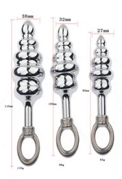 Silver Metal Screw Thread Anal Love Plug Pull Ring Women Butt Beads Sex Love Toy A676653806