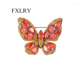 Brooches FXLRY Elegant High-grade Brooch For Women Orange Zircon Autumn And Winter Coat Accessories