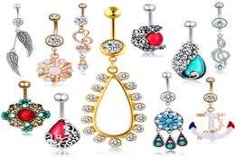 Mix 20 Styles Belly Piercing Nombril Stainless Steel Flower Body Jewellery Navel Button RingBell Bar Tragus Earring2680565