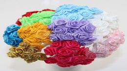 15cm head Multicolor Mulberry satin Flower Bouquetwire stem Scrapbooking artificial rose flowers144pcslot5245909