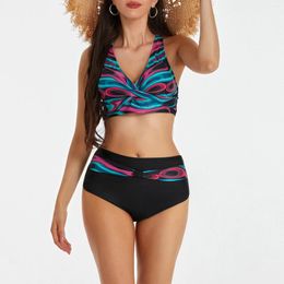 Women's Swimwear 2 Pieces Bikinis Set Ethnic Style/Stripe/Tie-Dye Beachwear 2024 Summer Padded Bra With Thong Bottoms Bathing Suit