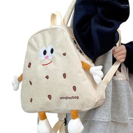 School Bags Corduroy Cookie Backpack For Girls Fun Cartoon Schoolbag Fashionable Shoulders Bag Lovely Gift Girlfriend