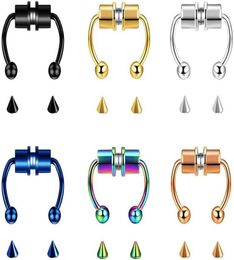 magnetic septum nose ring fake septum piercing horseshoe stainless steel nonpiercing clip on nose rings whole4222098