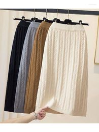 Skirts Autumn Winter Warm Knitted Skirt For Women Temperament Casual High Quality Ladies Vintage Twist Knitwears