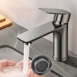 Bathroom Sink Faucets Bathroom Faucet 304 Stainless Steel Hot Cold Water Mixed Faucet for Haplopore Basin Faucet Sink Tap 80cm Pipe Grey Black Silver