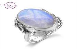 Natural Moonstone rings For Men Women039s 925 Sterling Silver Jewellery Ring With Big Stones 11x17MM Oval Gemstones Gifts Whole1580105