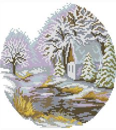 Promotional patterns cross stitch counted fabric diy embroidery kit beginner sewing wall crafts landscape winter painting home dec1123564