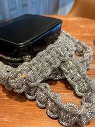 Crystal Rhinestones Diamond Woven Handmade Bag Strap For Handbag Purse Crossbody Shoulder Strap Glitter Belt Bag Accessories 240422