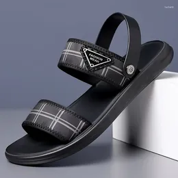 Sandals Selling Summer Outdoor Men Slippers Plaid Canvas Casual Shoes Male Slip-on Beach Breathable Open Toe