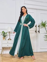 Ethnic Clothing Eid Muslim Party Dress Women 2 Piece Set With Inner Abaya Embroidery Jalabiya Long Dresses Kaftan Vestidos Ramadan Gown