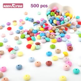 500Pcs Silicone Beads 12MM Lentil DIY Infant Pacifier Chain Pendant Necklace Baby Teether Toys Abacus Teething Bead BPA Free 240420