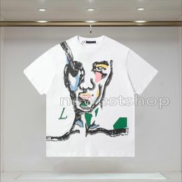 Men designer Tee t shirt Italy Graffiti letter pattern print short sleeve t shirts cotton women Grey black tshirt S-2XL