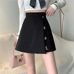 Skirts Oversize High Waist Mini Skirt Women's Clothing Spring Autumn Casual Irregular Split Black Pants Short Bd850