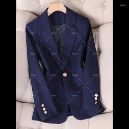 Women's Suits Arrival Autumn Winter Khaki Navy Women Blazer Coat Long Sleeve Single Button Office Ladies Business Work Wear Formal Jacket