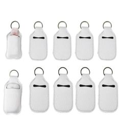 Sublimation Blanks Refillable Neoprene Hand Sanitizer Holder Favor Cover Chapstick Holders With Keychain For 30ML Flip Cap Contain5063741