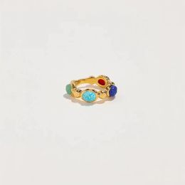 Ins French Niche Design ring Autumn New Colour Stone Ring Retro Simple Personality Style All-Match Fashion Jewellery Gift 2024502