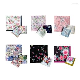 Bow Ties 45x45cm Girls Women Printed Handkerchiefs Colourful Hankies Pocket Floral Pattern Square Hijab For Woman