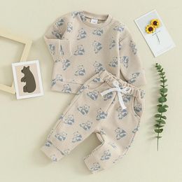 Clothing Sets Unisex Panda Print Outfit Baby Girl Boy Pant Set Long Sleeve Crew Neck Sweatshirt With Sweatpant Born Clothes