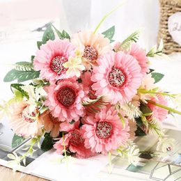 Decorative Flowers Artificial Sunflower Gerbera Flower Daisy Wedding Decoration Fake Simulation Plant Home Shooting Props Gifts