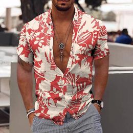 Camicie casual maschile stampa a compressione hawaiana camisa floreale mascolina camicia a maniche corte sociale abiti vintage su promozione slim fit