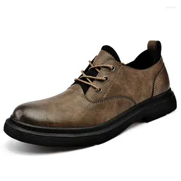 Casual Shoes Italian Brand Men's Oxford Lace Up Leather Classic Brown Genuine Business Versatile