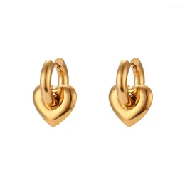 Hoop Earrings Ins 18K Gold Silver PVD Plated Stainless Steel Heart Love Earring For Women Waterproof Hypoallergenic Jewellery Gift
