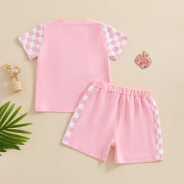 Clothing Sets Toddler Boys Girls Summer Outfits Fuzzy Letter Embroidered T-Shirts Tops And Shorts 2Pcs Brother Sister Matching Clothes Set