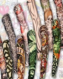 12pcs Mix Elastic Fake Temporary Tattoo Sleeve 3d Art Designs Body Arm Leg Stockings Tatoo Cool Men Women 2017 New2635414