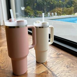 1200ML 304 Stainless Steel Insulated Water Bottle Thermal Coffee Car Cup Cold Mugs Sportive Vacuum Flask with Handle Straw 240425