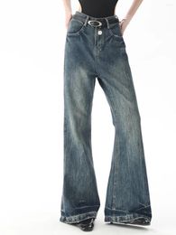 Women's Jeans Vintage Flare Women Classic Casual Wide Leg High Waist Longer Denim Pants Streetwear 2024