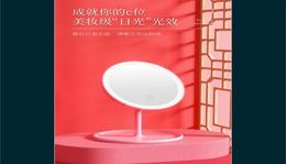 LED home desktop portable small vanity mirror with light HD rotatable3134462