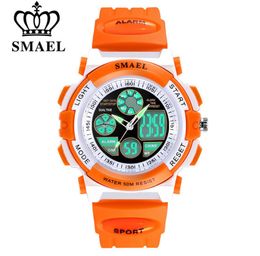 SMAEL Children 50m Waterproof Watches Cute Kids Sports Cartoon Watch For Girl Boys Rubber Band Digital Double Time LED Wristwatch 7955268