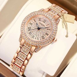 Wristwatches Luxury Women with Diamond Elegant Brand Quartz Steel Bracelet es Ladies Zircon Crystal Top Fashion Wrist Clock d240430