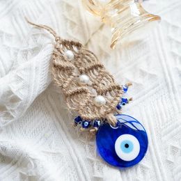 Decorative Figurines Evil Eye Wall Decor Handmade Macrame Lucky Glass Blue Turkish Pendant Hanging Bead Decoration Room Gift