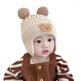 Berets Winter Crochet Children Hats With Pom Kids Knit Beanie Cartoon Bear Baby Hat For Boys Girls Accessories