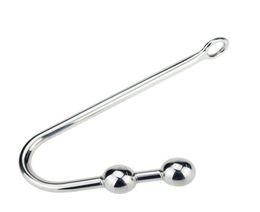 30250mm stainless steel anal hook metal anal plug buttplug with two balls anal beads erotic toys anal sex toys adult games3209028