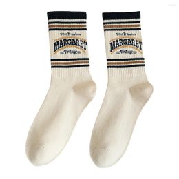 Women Socks Letter Jacquard Striped Bar Teenage Ankle Cycling Film School Size Plus Kawaii Bike Unique Party Cool Stuff