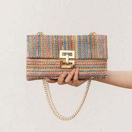 Shoulder Bags Fashion Straw Bag For Women Envelope Evening Party Handbag Weave Pattern Crossbody Messenger Purse Woven