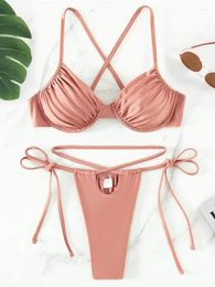 Women's Swimwear 2024 Underwired Mini Micro String Bikini Women Swimsuit Female Thong Two-pieces Set High Cut Bathing Suit Swim